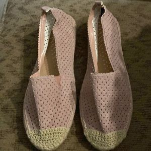 Nautical-Espadrille Pink Flats Size -9